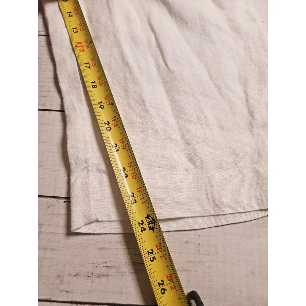 Charter Club Luxury Womens White 100% Linen Wide Leg Crop‎ Pants Size Medium